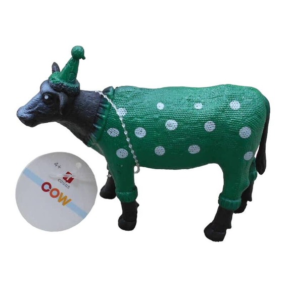 Party Animals Black Cow in Green Polka Hat Dot Ankyo Development - Picture 1 of 7